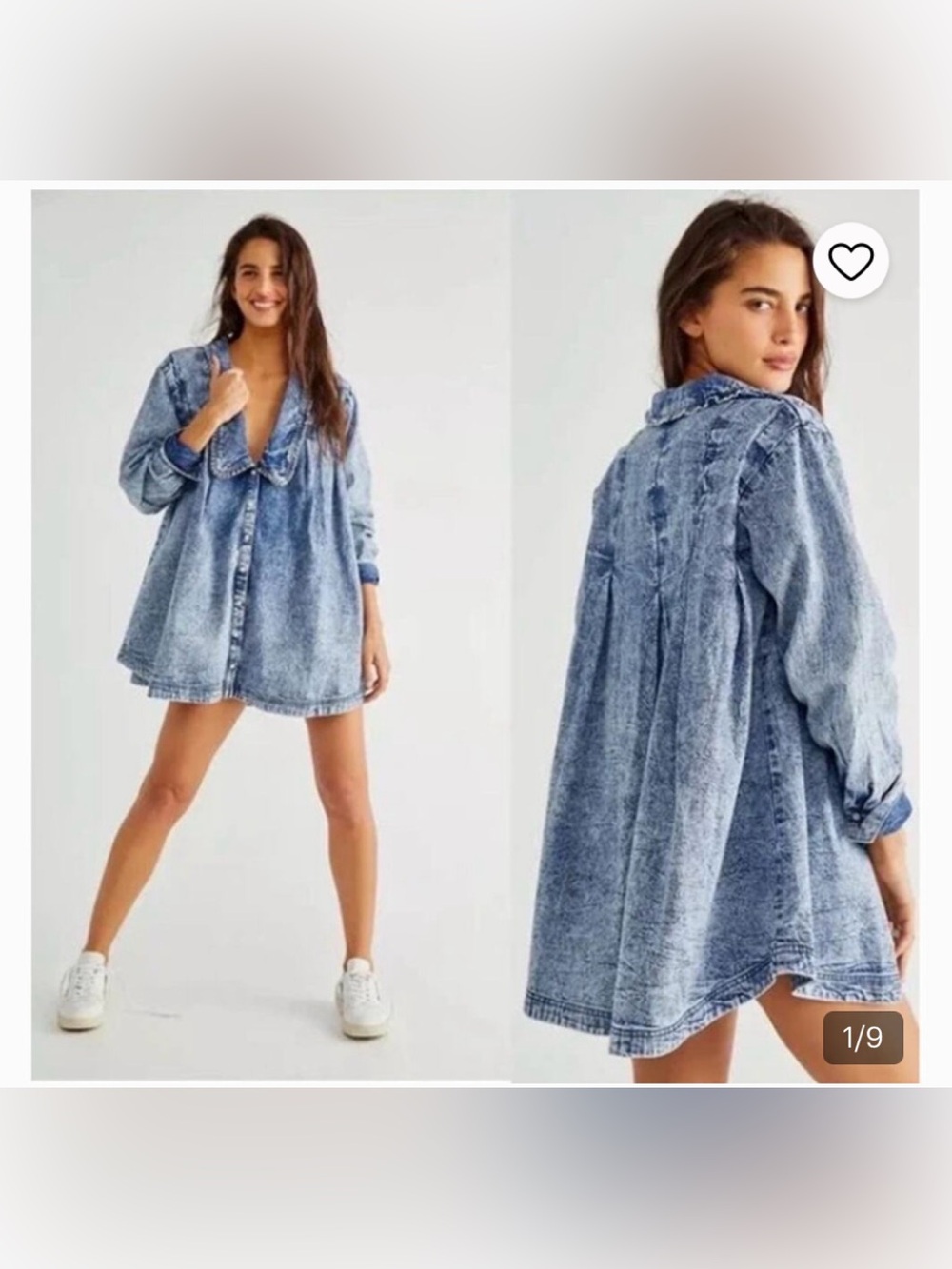 FREE PEOPLE Charlie Button Down Shirt in Lightest Indigo M